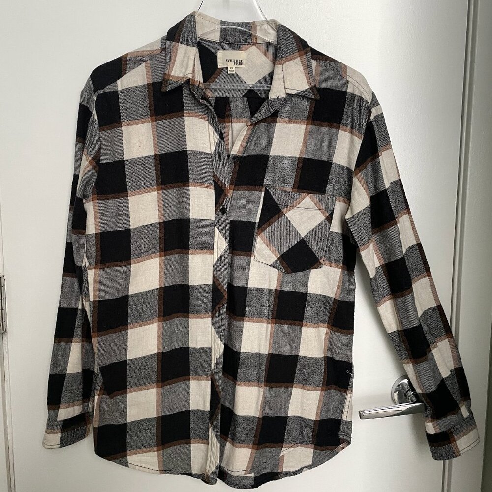 Wilfred Free Women's Flannel Plaid Long Sleeve Top